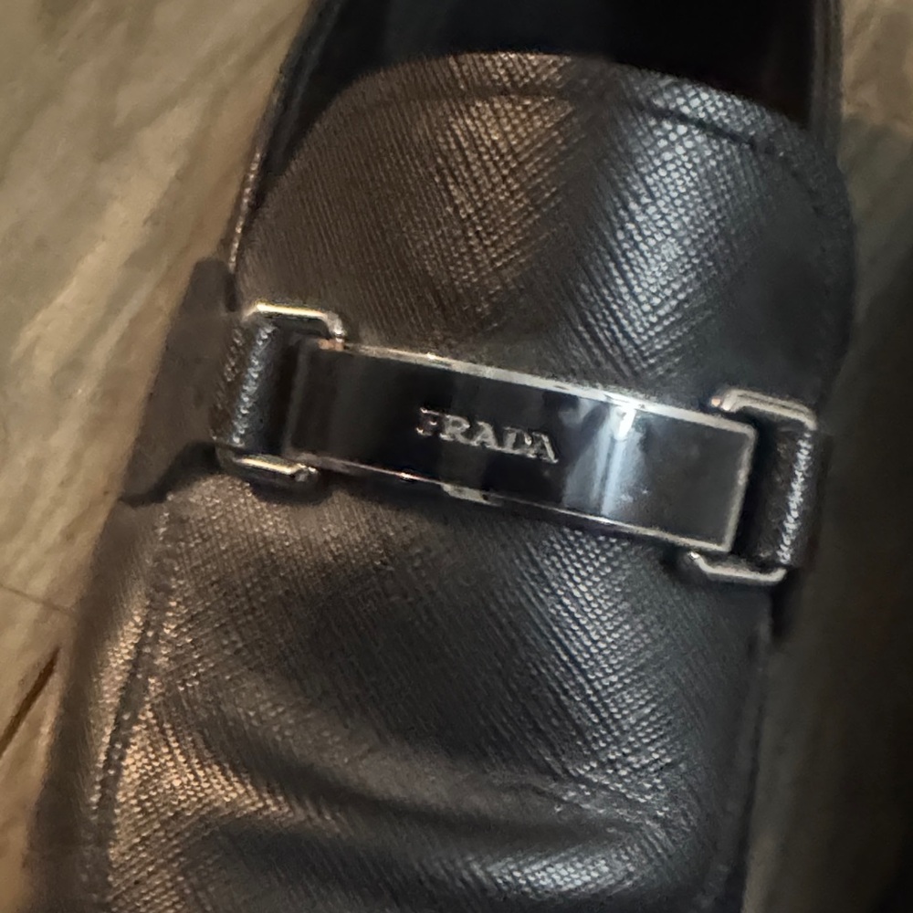 Prada Men's Black Leather Slip-On Loafers - Picture 2 of 9